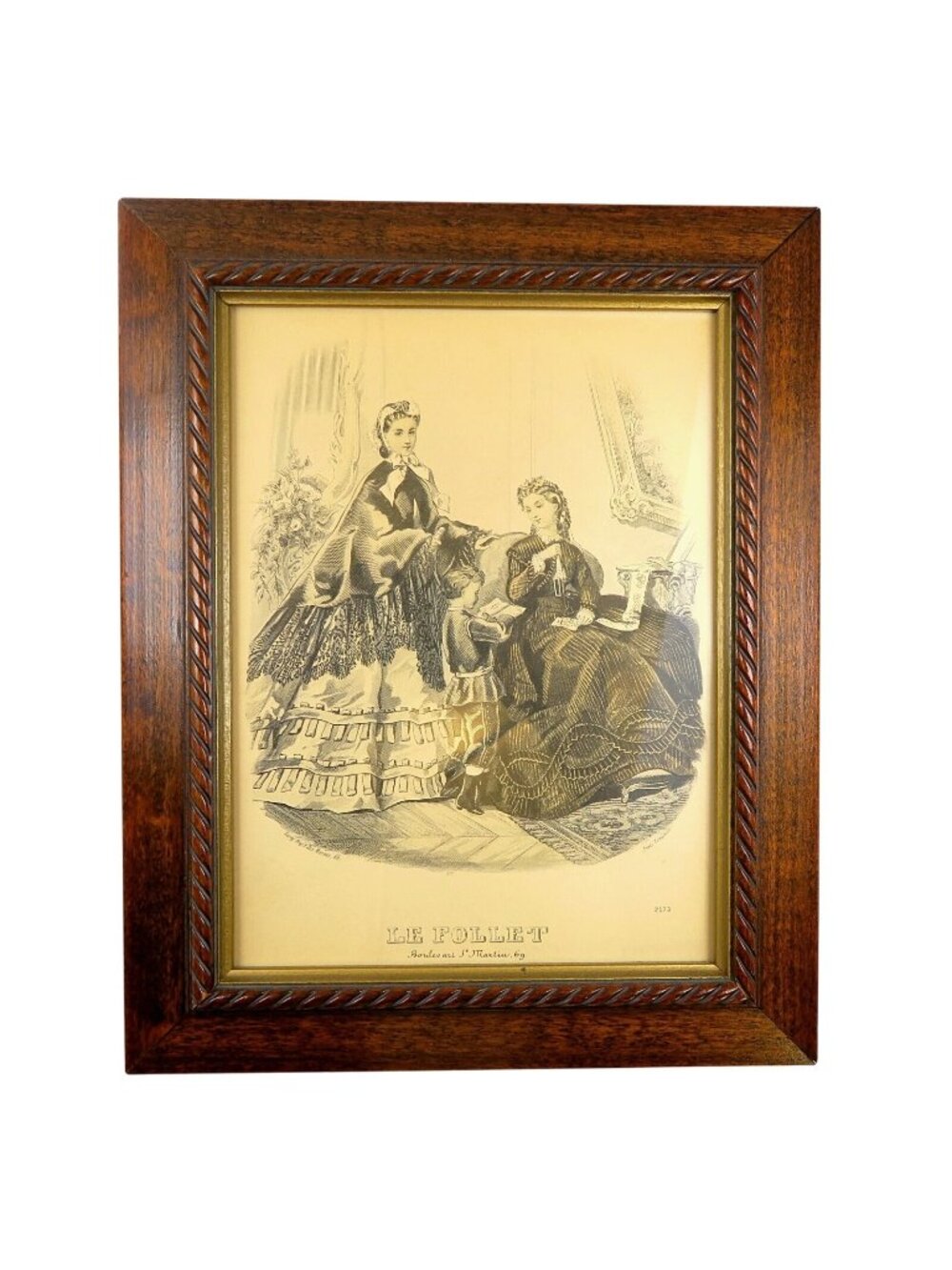 Le Follet Fashion Plate - Women & Boy, Framed Mid-Century Repro - 8x10 Victorian